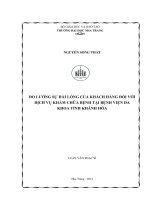 đo lƣờng sự hài lõng của khách hàng đối với dịch vụ khám chữa bệnh tại bệnh viện đa khoa tỉnh khánh hõa