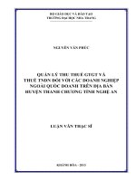 quản lý thu thuế gtgt và thuế tndn đối với các doanh nghiệp ngoài quốc doanh trên địa bàn huyện thanh chương tỉnh nghệ an