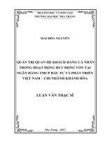quản trị quan hệ khách hàng cá nhân trong hoạt động huy động vốn tại ngân hàng tmcp đầu tư và phát triển việt nam – chi nhánh khánh hòa