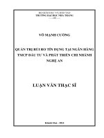 quản trị rủi ro tín dụng tại ngân hàng tmcp đầu tư và phát triên chi nhánh nghệ an