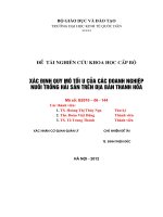 Đề tài nghiên cứu khoa học cấp bộ  Xác định quy mô tối ưu của các doanh nghiệp nuôi trồng hải sản trên địa bàn Thanh Hóa