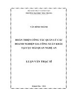 hoàn thiện công tác quản lý các doanh nghiệp gia công xuất khẩu tại cục hải quan nghệ an