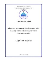 đánh giá sự thỏa mãn công việc của cán bộ công chức ngành thuế tỉnh khánh hòa