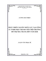 phát triển nguồn nhân lực tại công ty tnhh một thành viên môi trƣờng đô thị nha trang đến năm 2020
