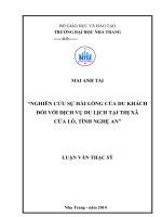 nghiên cứu sự hài lõng của du khách đối với dịch vụ du lịch tại thị xã cửa lõ, tỉnh nghệ an