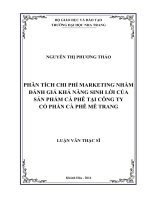 phân tích chi phí marketing nhằm đánh giá khả năng sinh lời của sản phẩm cà phê tại công ty cổ phần cà phê mê trang