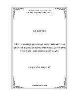 nâng cao hiệu quả hoạt động thanh toán quốc tế tại ngân hàng tmcp ngoại thương việt nam – chi nhánh kiên giang