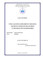 nâng cao chất lượng dịch vụ nhà hàng  tại trung tâm quảng bá sản phẩm  và nhà hàng yến sào khánh hòa