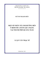 một số nhân tố ảnh hưởng đến ý định mua hàng qua mạng tại thành phố quảng ngãi