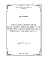 các nhân tố ảnh hưởng đến sự gắn bó của công chức, viên chức đối với tổ chức ở khu vực hành chính sự nghiệp trên địa bàn thành phố rạch giá