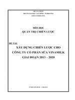 xây dựng chiến lược cho công ty cổ phần sữa vinamilk giai đoạn 2013 – 2020
