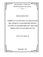 nghiên cứu sự hài lòng của khách hàng đối với dịch vụ giám định bồi thường tại công ty bảo hiểm bidv bắc trung bộ trong lĩnh vực bảo hiểm xe ô tô
