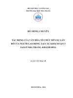 tác động của văn hóa tổ chức đến sự gắn bó của người lao động tại các khách sạn 3 sao ở nha trang, khánh hòa