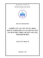 nghiên cứu các yếu tố tác động đến sự nghèo đói của các hộ ngƣ dân ven đầm thủy triều, huyện cam lâm, tỉnh khánh hòa