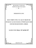 hoàn thiện công tác quản trị rủi ro tín dụng tại ngân hàng cổ phần quân đội chi nhánh khánh hòa (mbkh)