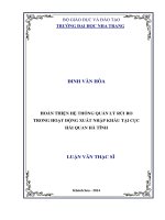 hoàn thiện hệ thống quản lý rủi ro trong hoạt động xuất nhập khẩu tại cục hải quan hà tĩnh