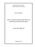 nâng cao chất lƣợng nguồn nhân lực ngành du lịch tỉnh ninh thuận