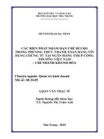 các biện pháp nhằm hạn chế rủi ro trong phương thức thanh toán bằng tín dụng chứng từ tại ngân hàng tmcp công thương việt nam – chi nhánh khánh hòa