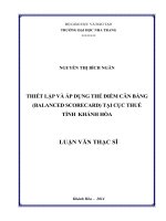 thiết lập và áp dụng thẻ điểm cân bằng (balanced scorecard) tại cục thuế tỉnh khánh hòa