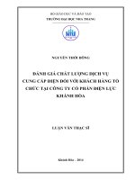 đánh giá chất lượng dịch vụ cung cấp điện đối với khách hàng tổ chức tại công ty cổ phần điện lực khánh hòa