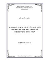 đánh giá sự hài lòng của sinh viên trường đại học nha trang về chất lượng ở nội trú
