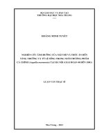 nghiên cứu ảnh hưởng của mật độ và thức ăn đến tăng trưởng và tỷ lệ sống trong nuôi thương phẩm cá chình (anguilla marmorata) tại hà nội (giai đoạn 40 đến 150g)
