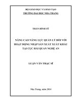 nâng cao năng lực quản lý đối với hoạt động nhập sản xuất xuất khẩu tại cục hải quan nghệ an