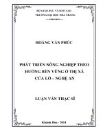 phát triển nông nghiệp theo hướng bền vững ở thị xã cửa lò – nghệ an