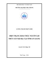 hiện trạng khai thác nguồn lợi thủy sản nội địa tại tỉnh an giang