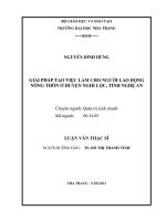 giải pháp tạo việc làm cho người lao động nông thôn ở huyện nghi lộc, tỉnh nghệ an