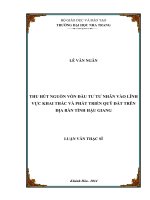 thu hút nguồn vốn đầu tư tư nhân vào lĩnh vực khai thác và phát triển quỹ đất trên địa bàn tỉnh hậu giang