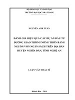 đánh giá hiệu quả các dự án đầu tư đường giao thông nông thôn bằng nguồn vốn ngân sách trên địa bàn huyện nghĩa đàn, tỉnh nghệ an
