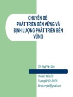 CHUYÊN ĐỀ: PHÁT TRIỂN BỀN VỮNG VÀ ĐỊNH LƯỢNG PHÁT TRIỂN BỀN VỮNG
