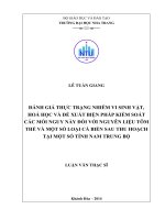 đánh giá thực trạng nhiễm vi sinh vật, hóa học và đề xuất biện pháp nhằm kiếm soát các mối nguy này đối với nguyên liệu tôm thẻ và một số loại cá biển sau thu hoạch tại một số tỉnh nam trung bộ