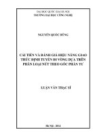 cải tiến và đánh giá hiệu năng mạng định tuyến đi vòng dựa trên phân loại nút theo góc phân tử