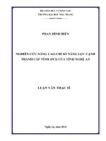 nghiên cứu nâng cao chỉ số năng lực cạnh tranh cấp tỉnh (pci) của tỉnh nghệ an