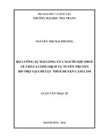 đo lường sự hài lòng của người nộp thuế về chất lượng dịch vụ tuyên truyền hỗ trợ tại chi cục thuế huyện cam lâm