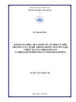 đánh giá hiệu quả kinh tế, xã hội và môi trường của nghề trồng rong nguyên liệu chiết xuất carrageenan (carrageenophytes) ở tỉnh khánh hòa