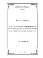 nâng cao chất lượng dịch vụ chăm sóc khách hàng tại công ty thông tin di động (vms – mobifone) chi nhánh khánh hòa