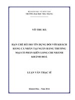 hạn chế rủi ro tín dụng đối với khách hàng cá nhân tại ngân hàng thương mại cổ phần kiên long chi nhánh khánh hoà