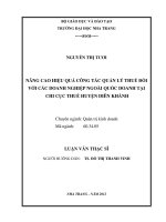nâng cao hiệu quả công tác quản lý thuế đối với các doanh nghiệp ngoài quốc doanh tại chi cục thuế huyện diên khánh