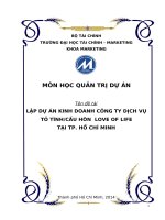 lập dự án kinh doanh công ty dịch vụ tỏ tình cầu hôn  love of life tại tp. hồ chí minh