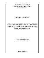 nâng cao năng lực cạnh tranh của khách sạn hữu nghị tại thành phố vinh, tỉnh nghệ an
