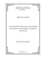 quản trị rủi ro tín dụng tại ngân hàng thương mại cổ phần đông á chi nhánh nha trang