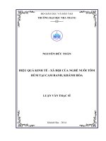 hiệu quả kinh tế - xã hội của nghề nuôi tôm hùm tại cam ranh, khánh hòa