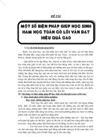 sáng kiến kinh nghiệm một số biện pháp giúp học sinh ham học toán có lời văn đạt hiệu quả cao