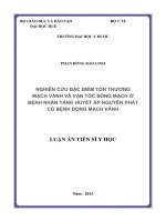 Nghiên cứu đặc điểm tổn thương mạch vành và vận tốc sóng mạch ở bệnh nhân tăng huyết áp nguyên phát có bệnh động mạch vành 2013