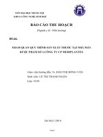 Đề tài: THAM QUAN QUY TRÌNH SẢN XUẤT THUỐC TẠI NHÀ MÁY DƯỢC PHẨM SỐ 2-CÔNG TY CP MEDIPLANTEX