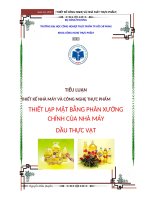 thiết kế công nghệ và nhà máy thực phẩm thiết lập mặt bằng phân xưởng chính của nhà máy dầu thực vật