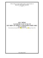 QUY TRÌNH VẬN HÀNH VÀ XỬ LÝ SỰ CỐ MÁY BIẾN ÁP CHÍNH VÀ TRẠM PHÂN PHỐI 110KV